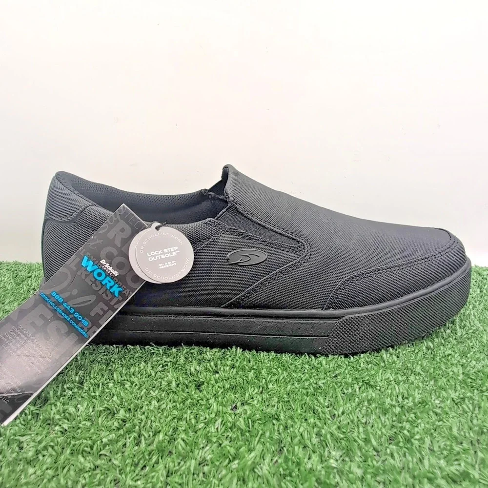 Dr Schollls Valium Shoes Mens 11‎ M Work Sneakers Flat Black Fabric Slip On